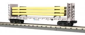 30-76715 - Peoples Gas Flat Car with Bulkheads &amp; Pipe Load