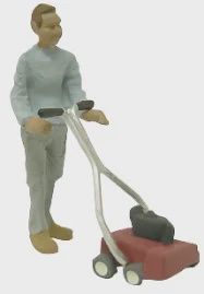 a1213 - Man Pushing Lawnmower