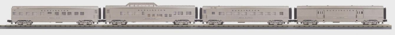 30-68225 - Burlington 4-Car 60’ Streamlined Passenger Set - (Plated)
