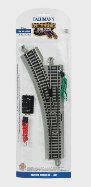 44561 - Left Hand EZ Track Nickel Silver Switch with Gray Roadbed