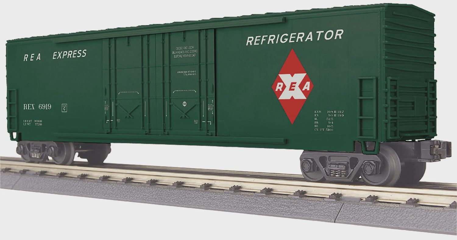 30-71080 - Railway Express Agency O Gauge RailKing 50’ Double Door Plugged Boxcar