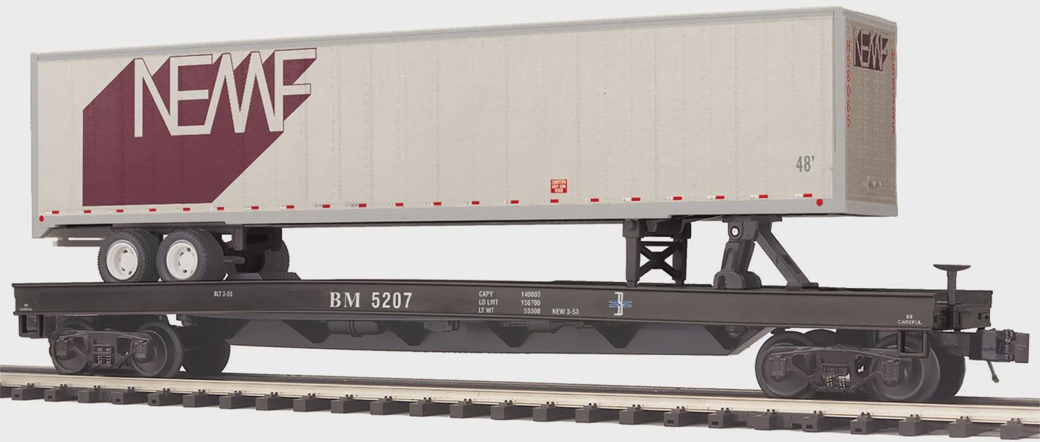 20-95701 - Boston &amp; Maine Flat Car w/48’ Trailer - Car Number: 5207, 5211