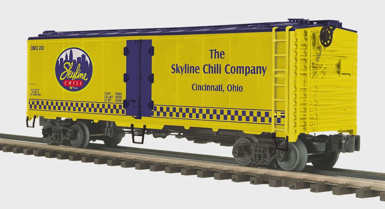20-94625 - O Gauge  40’ Steel Sided Reefer Car - Skyline Chili (Dixie Union Station)  Car No. CINCI 200