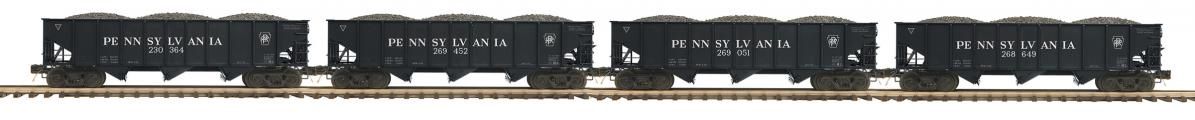 20-92364 - Pennsylvania 4-Car 70-ton 3-Bay Hopper Set