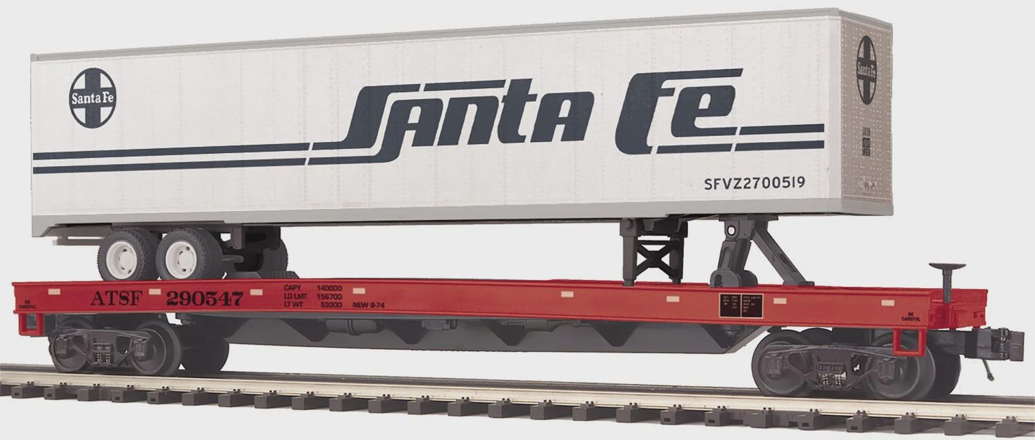 20-95704 - Santa Fe Flat Car w/48’ Trailer - No. 290547, 290553