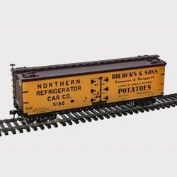 3001683 - 40' WOOD REEFER DIERCKS AND SONS POTATOES (NRCC) 5100, 5105 (YELLOW/BLACK/BROWN) - 3RL