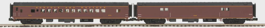 20-64266 - Norfolk &amp; Western 2-Car 70’ Streamlined Baggage/Coach Passenger Set (Smooth Sided)