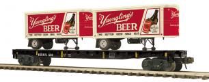 20-95768 -Reading Blue Mountain &amp; Northern Flat Car w/(2) PUP Trailers / Yuengling Beer