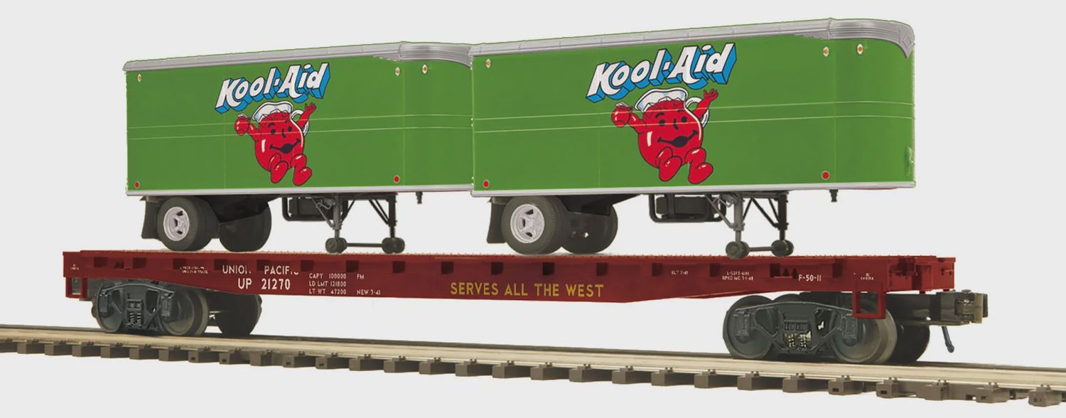 20-95715 - Union Pacific O Scale Premier Flat Car w/(2) PUP Trailers