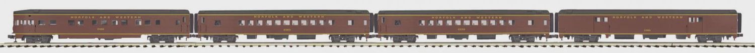 20-64263 - Norfolk &amp; Western 4-Car 70’ Streamlined Passenger Set (Smooth Sided)