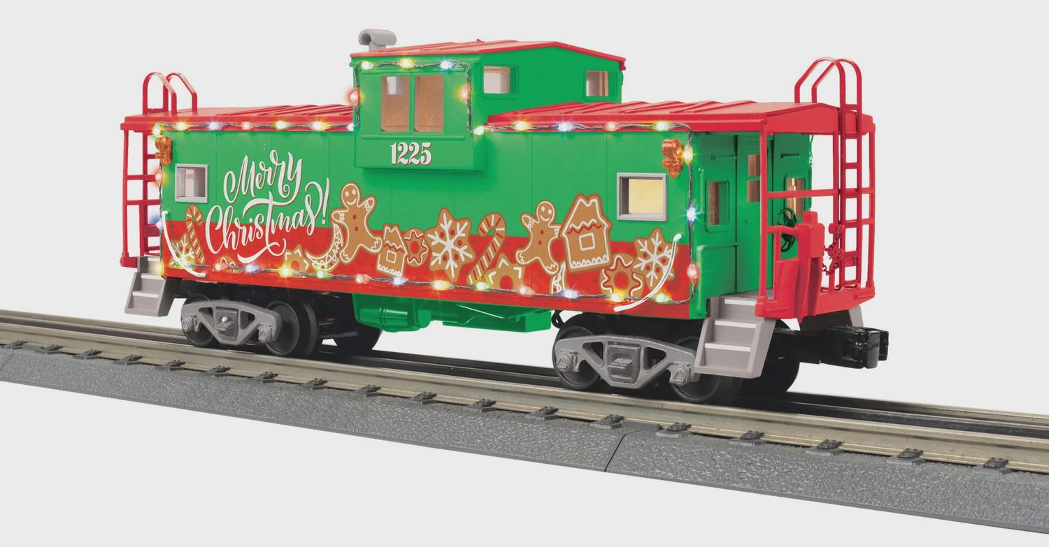 30-77412 - O Gauge Rugged Rails Christmas Extended Vision Caboose with LED Lights