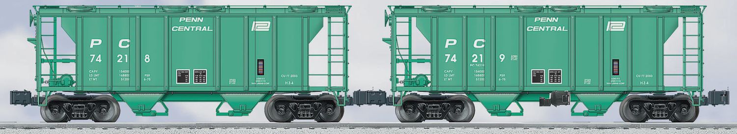 6-21918 - Penn Central PS-2 2-Bay Covered Hopper 2-Pack