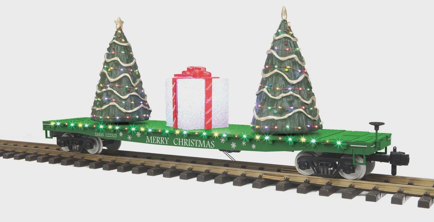 70-76074 - G Gauge RailKing One Gauge Christmas Flat Car w/Lighted Christmas Trees