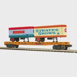 3002599 - PREMIER FLAT CAR W/TWO 20' TRAILERS STRATES SHOWS #66