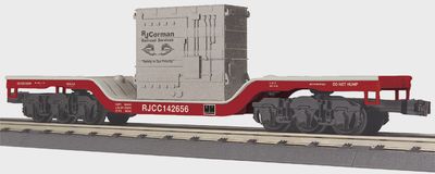 30-76950 - O Gauge RJ Corman Dep. Center Flat Car w/Transformer Load Car Number: 142656