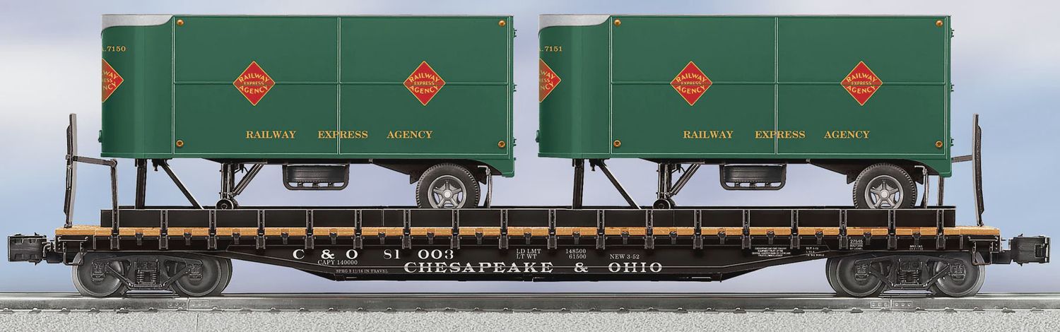 6-27545 - Rail Express Agency PS-4 Flatcar with Piggyback Trailers #81003