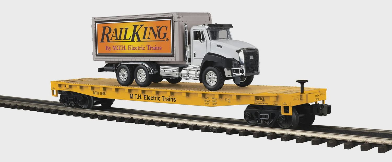 20-95863 - O Scale Premier MTH Electric Trains Flat Car with Box Truck