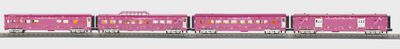 30-68294 - O Gauge RailKing Cancer Awareness 4-Car 60’ Streamlined Passenger Set w/LED Lights