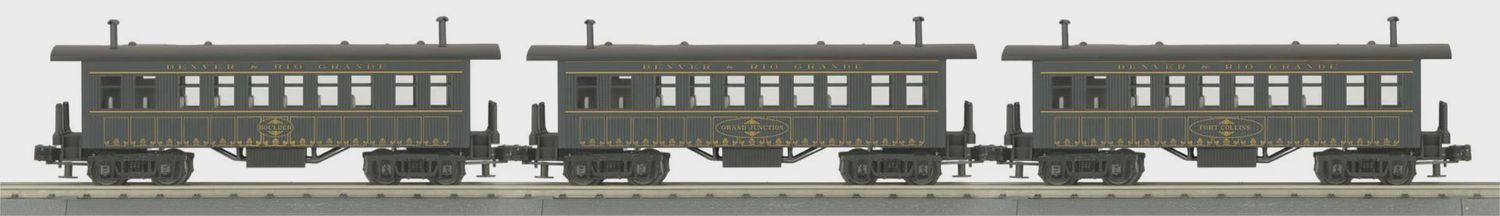 30-6455 - O Gauge RailKing Denver &amp; Rio Grande 3-Car Overton Passenger Coach Set