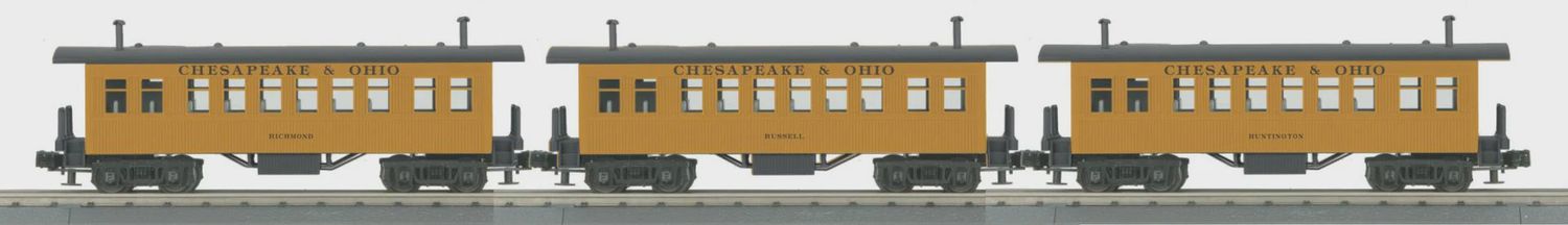 30-6454 - O Gauge RailKing Chesapeake &amp; Ohio 3-Car Overton Passenger Coach Set