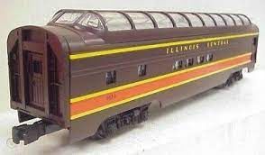 6-19129 - O Gauge Illinois Central IC Aluminum Full Vista Dome Smooth Side -USED