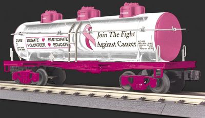 30-73672 - ( Cure 7 ) Cancer Awareness Custom MTH 3-Dome Railking Tank Car