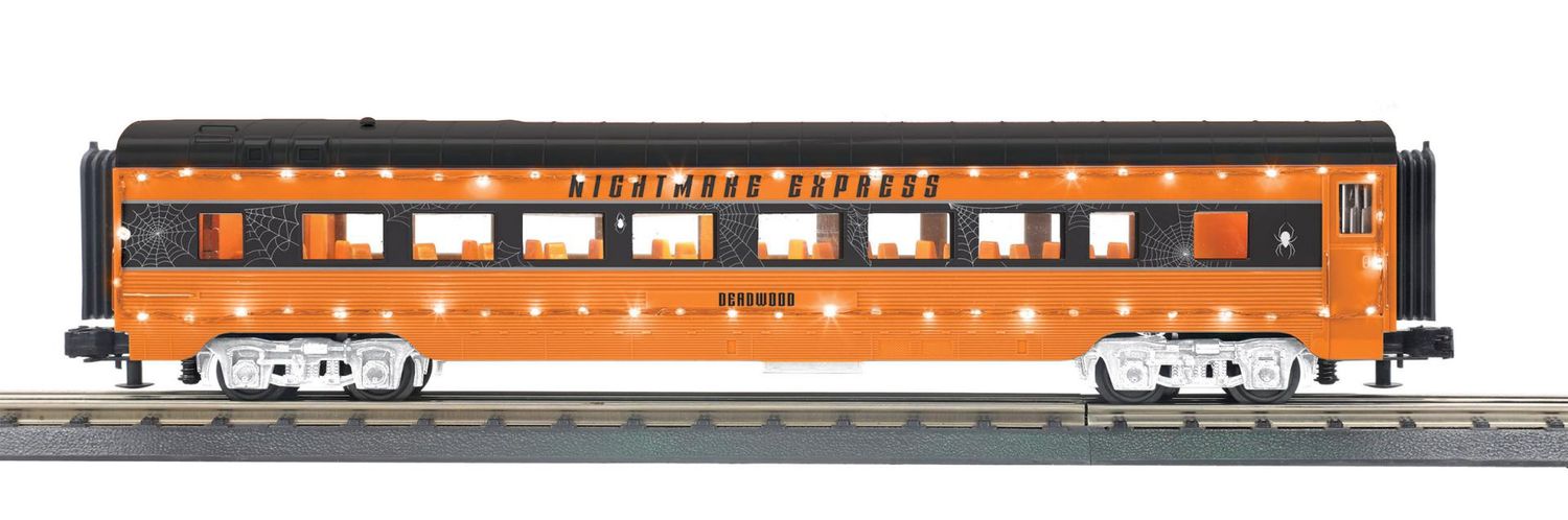 30-68304 - O Gauge RailKing Halloween 60’ Streamlined Coach Car w/LED Lights