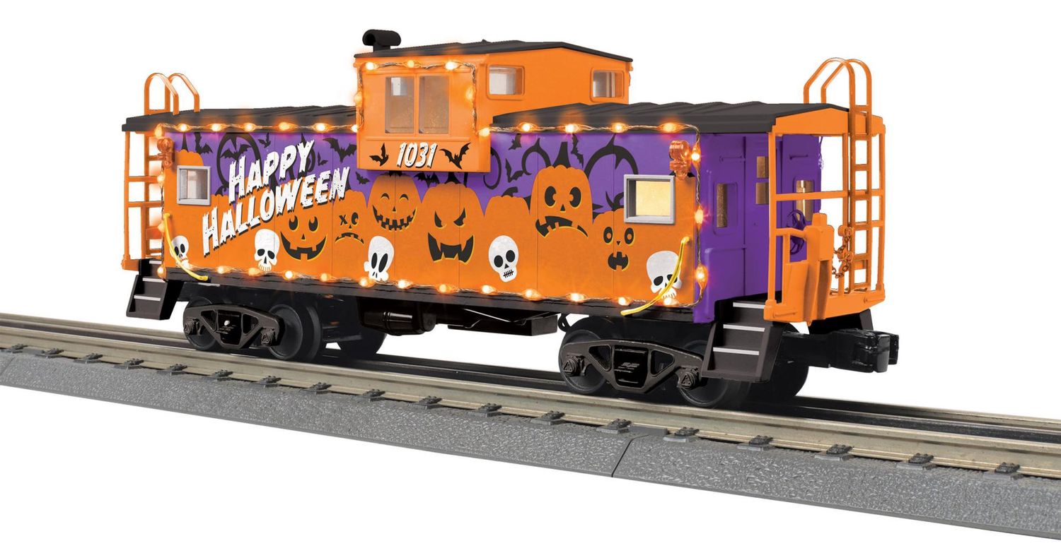 30-77437 - O Gauge Rugged Rails Halloween Extended Vision Caboose with LED Lights