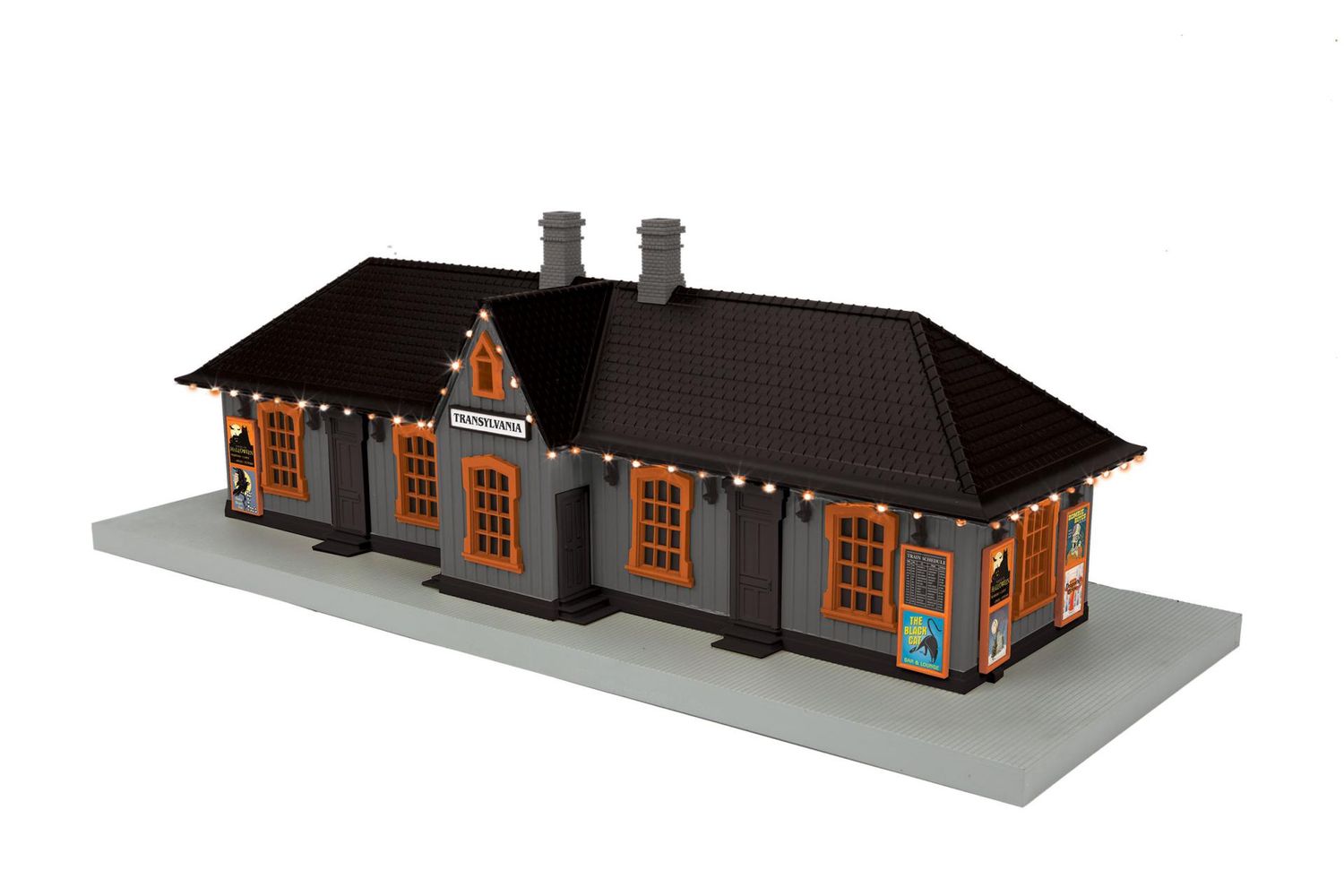 30-90760 - O Scale RailKing Transylvania Country Passenger Station w/Operating Orange Lights