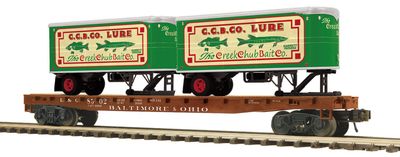 20-95911 - O Scale Premier Baltimore &amp; Ohio Flat Car w/(2) PUP Trailers