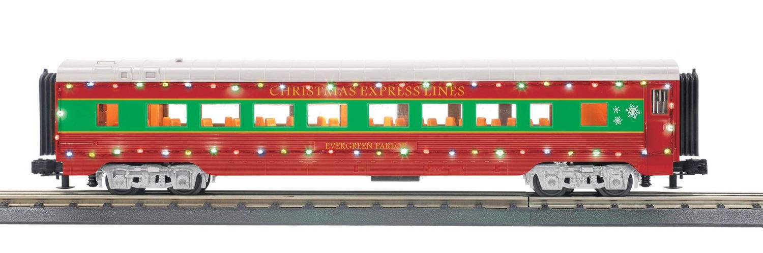 30-68308 - O Gauge RailKing Christmas 60’ Streamlined Coach Car w/LED Lights