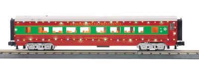 30-68308 - O Gauge RailKing Christmas 60’ Streamlined Coach Car w/LED Lights
