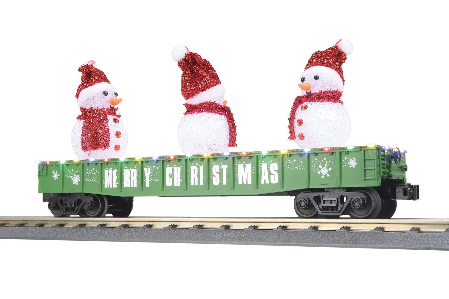 30-72272 - O Gauge RailKing Christmas Gondola Car w/LED Christmas Lights &amp; Lighted Snowmen