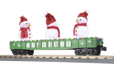 30-72272 - O Gauge RailKing Christmas Gondola Car w/LED Christmas Lights &amp; Lighted Snowmen