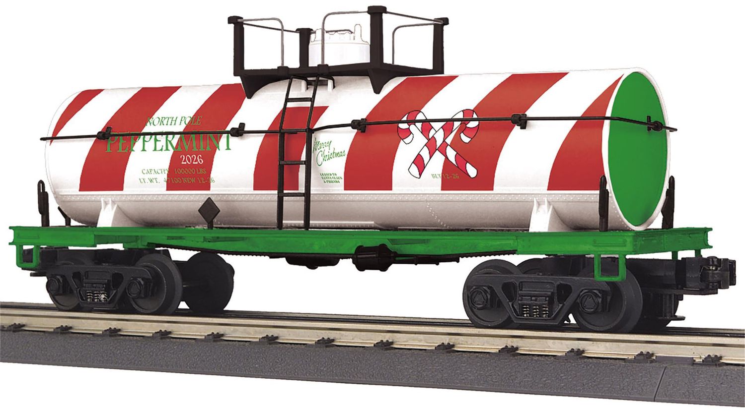 30-73677 - O Gauge RailKing Christmas Smoking Tank Car