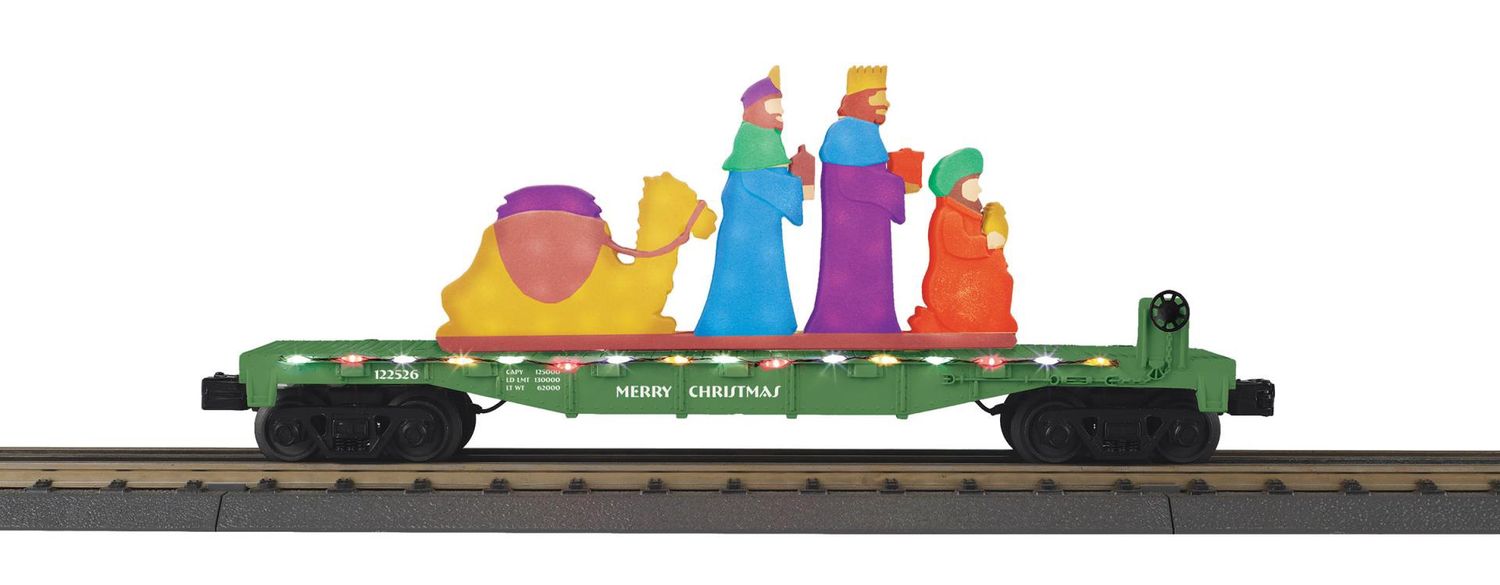 30-76997 - O Gauge RailKing Christmas Flat Car w/Lighted Wise Men Scene