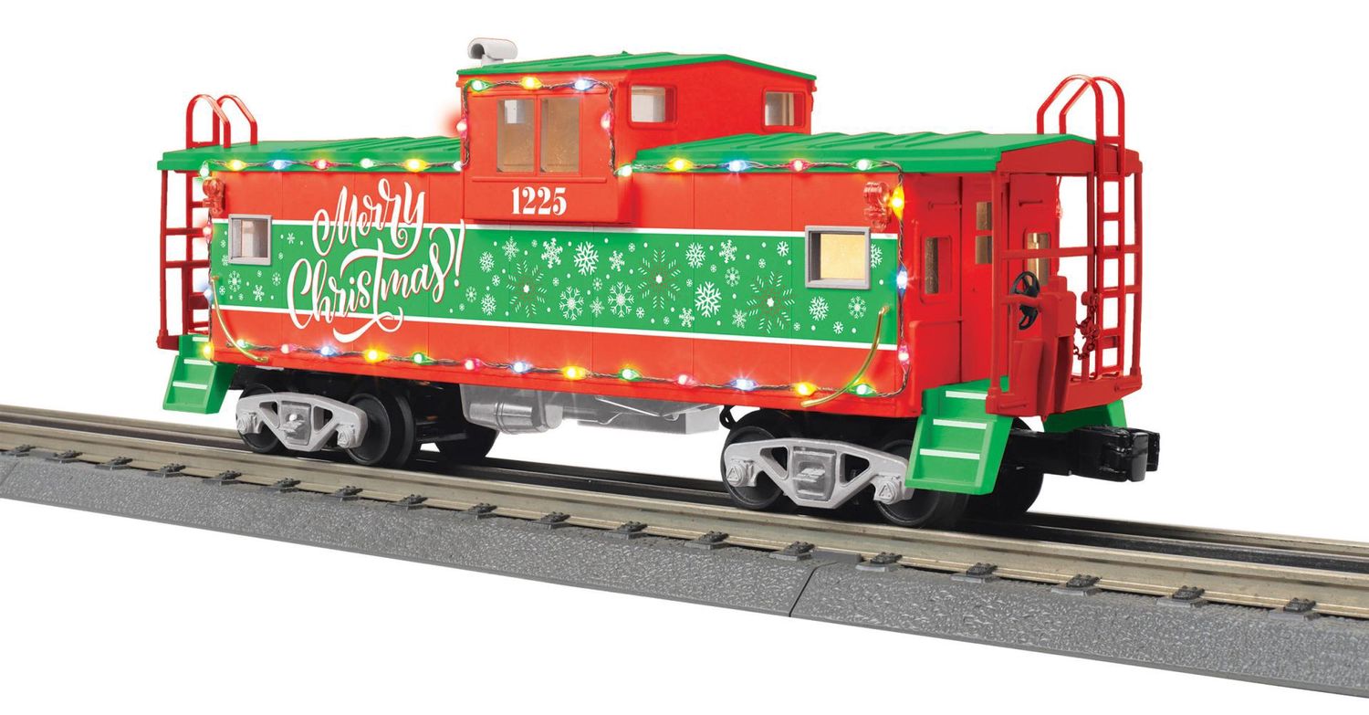 30-77438 - O Gauge Rugged Rails Christmas Extended Vision Caboose with LED Lights