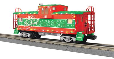 30-77438 - O Gauge Rugged Rails Christmas Extended Vision Caboose with LED Lights