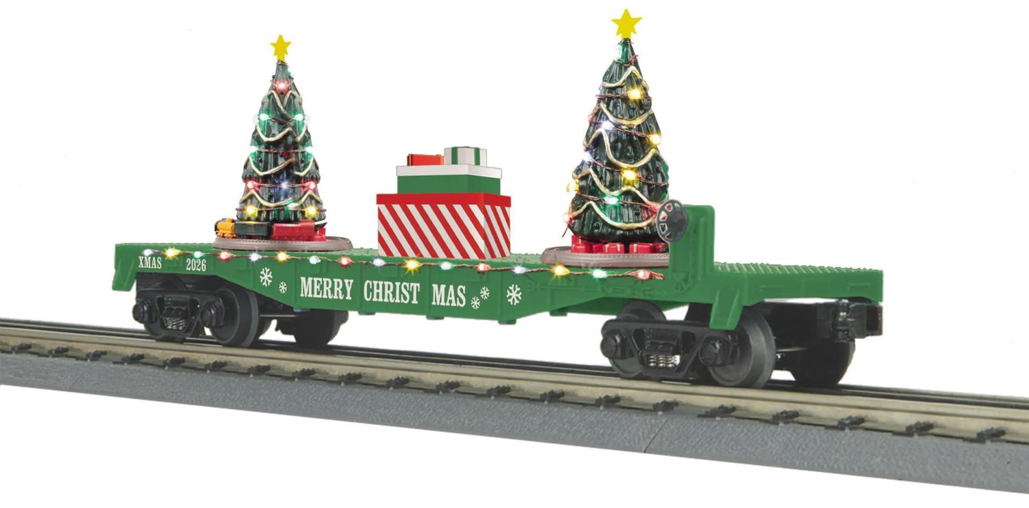 30-76993 - O Gauge RailKing Christmas Flat Car w/Lighted Christmas Trees