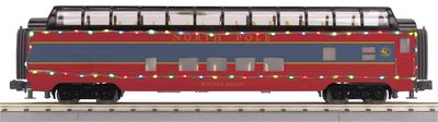30-68313 - O Gauge RailKing North Pole 60’ Streamlined Full-Length Vista Dome Car w/LED Lights