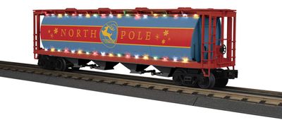 30-75793 - O Gauge RailKing North Pole 4-Bay Cylindrical Hopper Car with LEDs