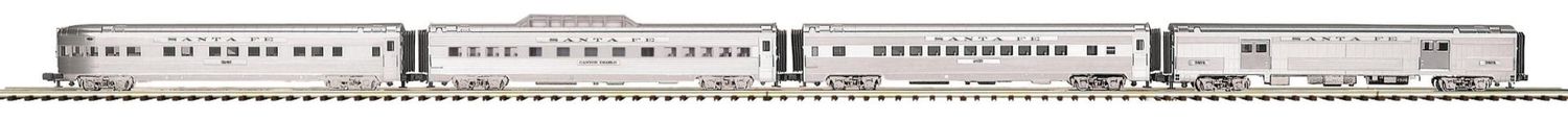 20-64242 - Santa Fe O Scale Premier 4-Car 70’ Streamlined Passenger Set (Ribbed Sided)