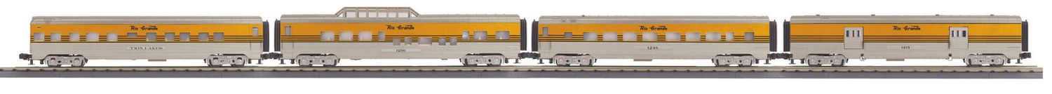 30-68318 - O Gauge RailKing Denver Rio Grande 4-Car 60’ Streamlined Passenger Set