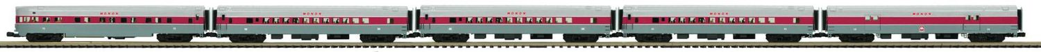 20-65250 - Monon O Scale Premier 5-Car 70' Streamlined Passenger Set (Smooth Sided)