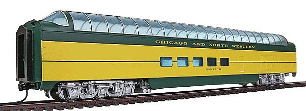 932-6881 - Pullman-Standard Super Dome - Ready to Run -- Chicago &amp; North Western(TM) Powder River (yellow, green)