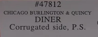 47812 - HO Scale CB&amp;Q "Silver Cuisine" Corrugated Side Diner Car
