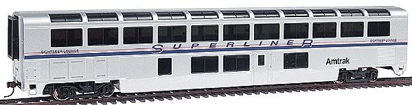 932-6121 - 85' Streamlined Superliner(R) II Lounge Ready to Run -- Amtrak(R) - Phase IV
