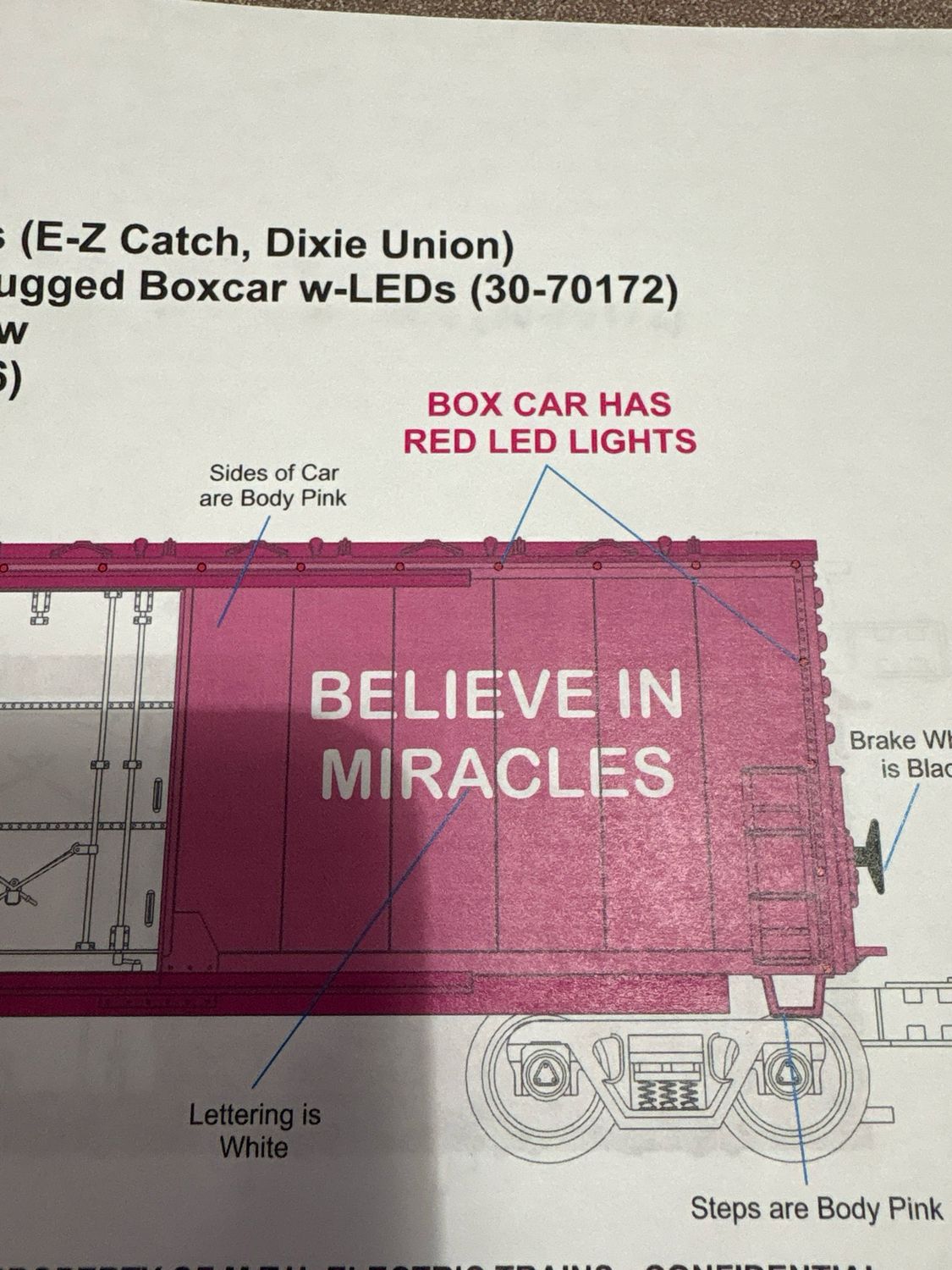 30-70172 - Cancer Awareness - 50' Double-Door Plugged Boxcar with Red LEDs