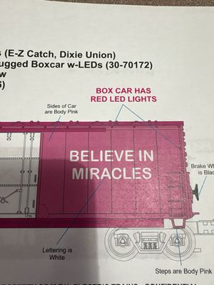 30-70172 - Cancer Awareness - 50' Double-Door Plugged Boxcar with Red LEDs