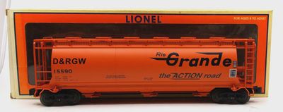 6-19344 - O Gauge Rio Grande 3-Bay Cylindrical Hopper #15590